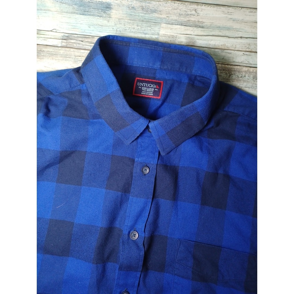 UNTUCKit Mens 3XL Tall Regular Long Sleeve 100% Cotton Plaid Fannel Button Down